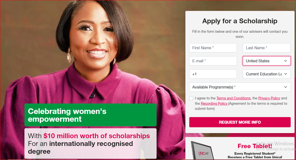$10 Million Unicaf Scholarship For Women.PNG