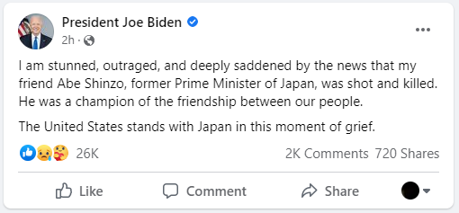 President Joe Biden Also React To The Death of Abe Shinzo.PNG