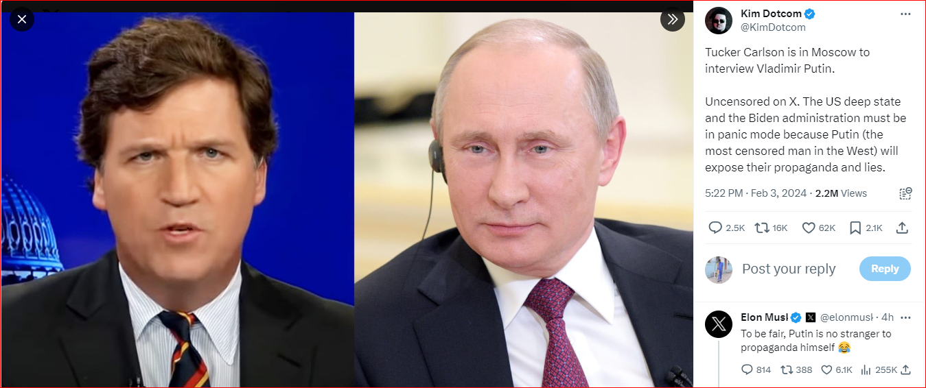 Tucker Carlson Arrived Russia To Interview President Vladimir Putin With Hope In Averting Worl...PNG